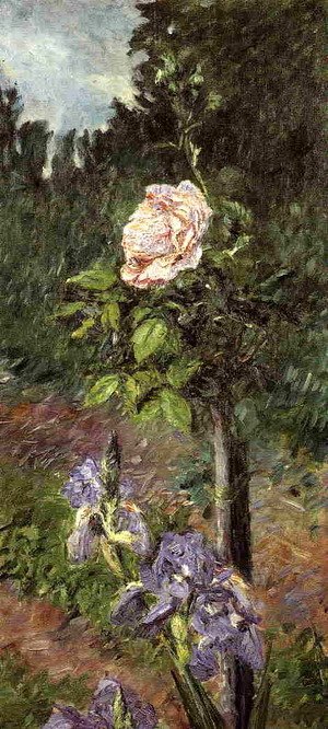 Gustave Caillebotte - Rose With Purple Iris  Garden At Petit Gennevilliers