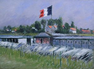 Lavoir sur la Seine, Linge Sechant